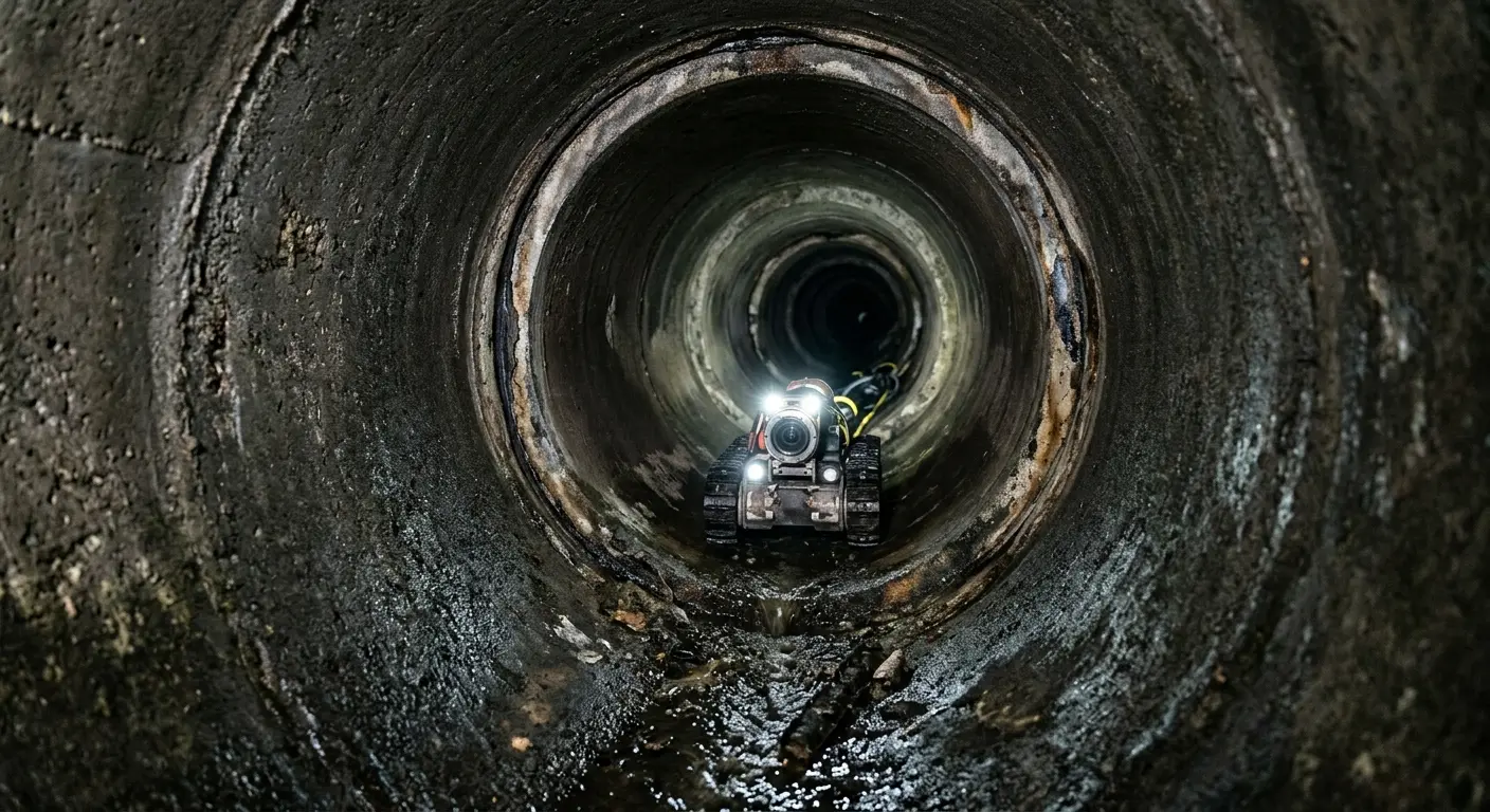 Robotic sewer camera inspecting pipe interior for Drain Snake Service in Lindale